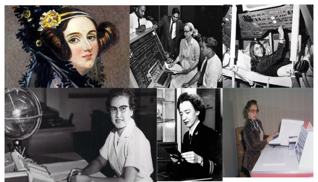 Illustration representing foundational figures in computing and the principles of abstraction, reliability and system design